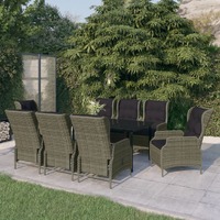  9 Piece Garden Dining Set Brown