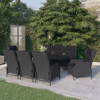  9 Piece Garden Dining Set Dark Grey