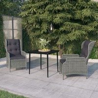 3 Piece Garden Dining Set Light Grey