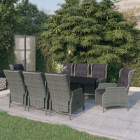  9 Piece Garden Dining Set Light Grey