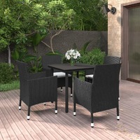 5 Piece Garden Dining Set Poly Rattan and Glass