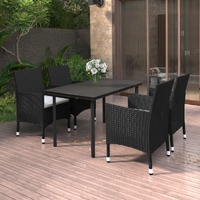  5 Piece Garden Dining Set Poly Rattan and Glass