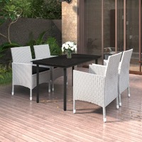  5 Piece Garden Dining Set Poly Rattan and Glass
