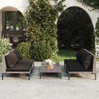  5 Piece Garden Lounge Set with Cushions Poly Rattan Dark Grey