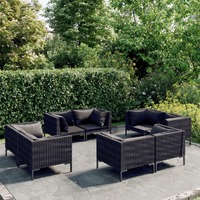  8 Piece Garden Lounge Set with Cushions Poly Rattan Dark Grey
