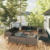  13 Piece Garden Lounge Set with Cushions Poly Rattan Dark Grey