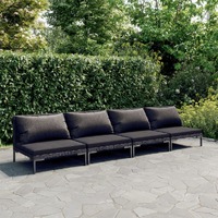  4 Piece Garden Lounge Set with Cushions Poly Rattan Dark Grey