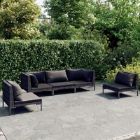  5 Piece Garden Lounge Set with Cushions Poly Rattan Dark Grey