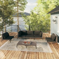  6 Piece Garden Lounge Set with Cushions Poly Rattan Dark Grey