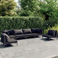  6 Piece Garden Lounge Set with Cushions Poly Rattan Dark Grey