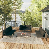  7 Piece Garden Lounge Set with Cushions Poly Rattan Dark Grey