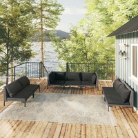  7 Piece Garden Lounge Set with Cushions Poly Rattan Dark Grey