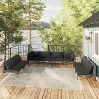  8 Piece Garden Lounge Set with Cushions Poly Rattan Dark Grey