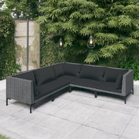  5 Piece Garden Lounge Set with Cushions Poly Rattan Dark Grey