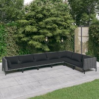 7 Piece Garden Lounge Set with Cushions Poly Rattan Dark Grey