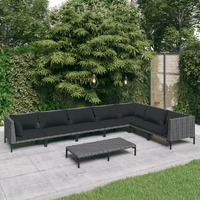 8 Piece Garden Lounge Set with Cushions Poly Rattan Dark Grey