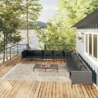  10 Piece Garden Lounge Set with Cushions Poly Rattan Dark Grey