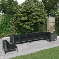  7 Piece Garden Lounge Set with Cushions Poly Rattan Dark Grey