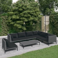  8 Piece Garden Lounge Set with Cushions Poly Rattan Dark Grey