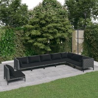  8 Piece Garden Lounge Set with Cushions Poly Rattan Dark Grey