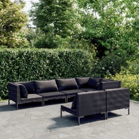 7 Piece Garden Lounge Set with Cushions Poly Rattan Dark Grey