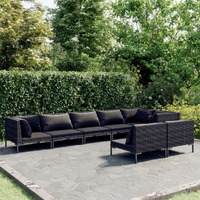  8 Piece Garden Lounge Set with Cushions Poly Rattan Dark Grey