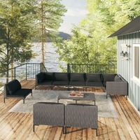  10 Piece Garden Lounge Set with Cushions Poly Rattan Dark Grey