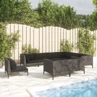  9 Piece Garden Lounge Set with Cushions Poly Rattan Dark Grey