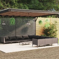  12 Piece Garden Lounge Set with Cushions Poly Rattan Dark Grey