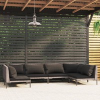  6 Piece Garden Lounge Set with Cushions Poly Rattan Dark Grey