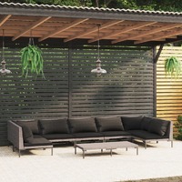  8 Piece Garden Lounge Set with Cushions Poly Rattan Dark Grey