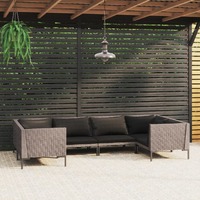  6 Piece Garden Lounge Set with Cushions Poly Rattan Dark Grey