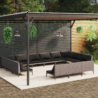  13 Piece Garden Lounge Set with Cushions Poly Rattan Dark Grey