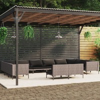 12 Piece Garden Lounge Set with Cushions Poly Rattan Dark Grey
