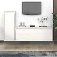  TV Cabinets 2 pcs White Solid Wood Pine