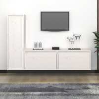  TV Cabinets 3 pcs White Solid Wood Pine
