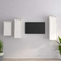  TV Cabinets 3 pcs White Solid Wood Pine