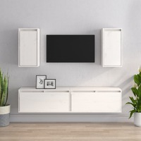  TV Cabinets 4 pcs White Solid Wood Pine