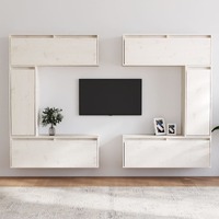  TV Cabinets 6 pcs White Solid Wood Pine
