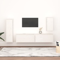 TV Cabinets 4 pcs White Solid Wood Pine