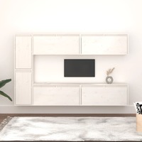  TV Cabinets 6 pcs White Solid Wood Pine