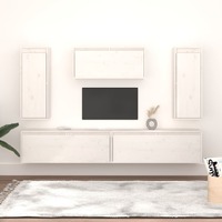  TV Cabinets 5 pcs White Solid Wood Pine