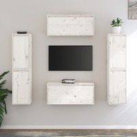  TV Cabinets 6 pcs White Solid Wood Pine