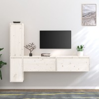  TV Cabinets 4 pcs White Solid Wood Pine