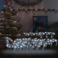  Reindeer &amp; Sleigh Christmas Decoration 140 LEDs Outdoor Silver