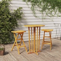  3 Piece Folding Bar Set Solid Wood Teak