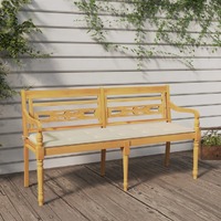  Batavia Bench with Cream Cushion 150 cm Solid Wood Teak