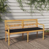  Batavia Bench with Black Cushion 150 cm Solid Wood Teak