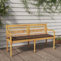  Batavia Bench with Taupe Cushion 150 cm Solid Wood Teak