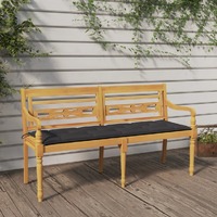  Batavia Bench with Anthracite Cushion 150 cm Solid Wood Teak